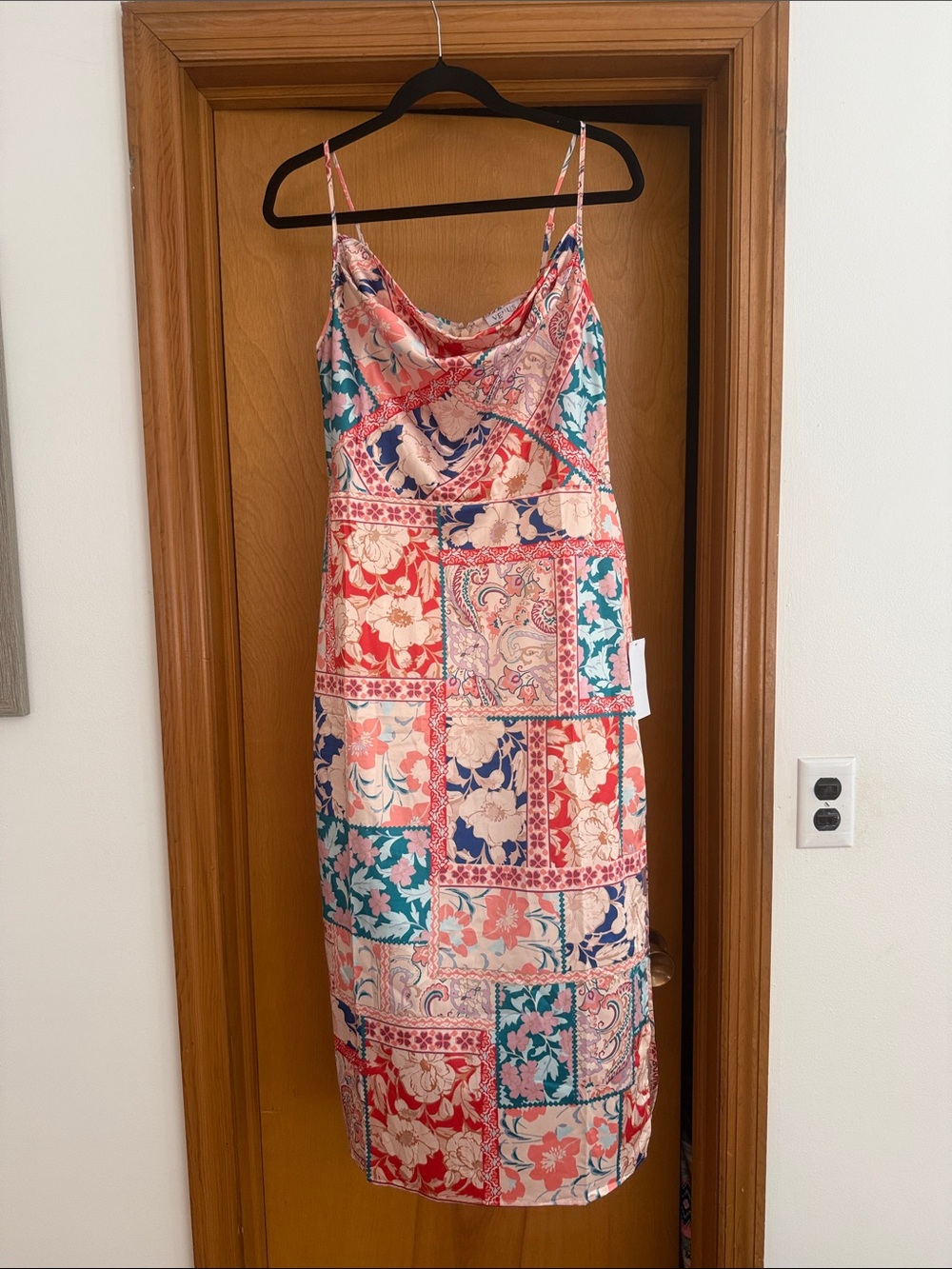 NWT Venus Floral Patchwork Cowl Neck Slip Dress